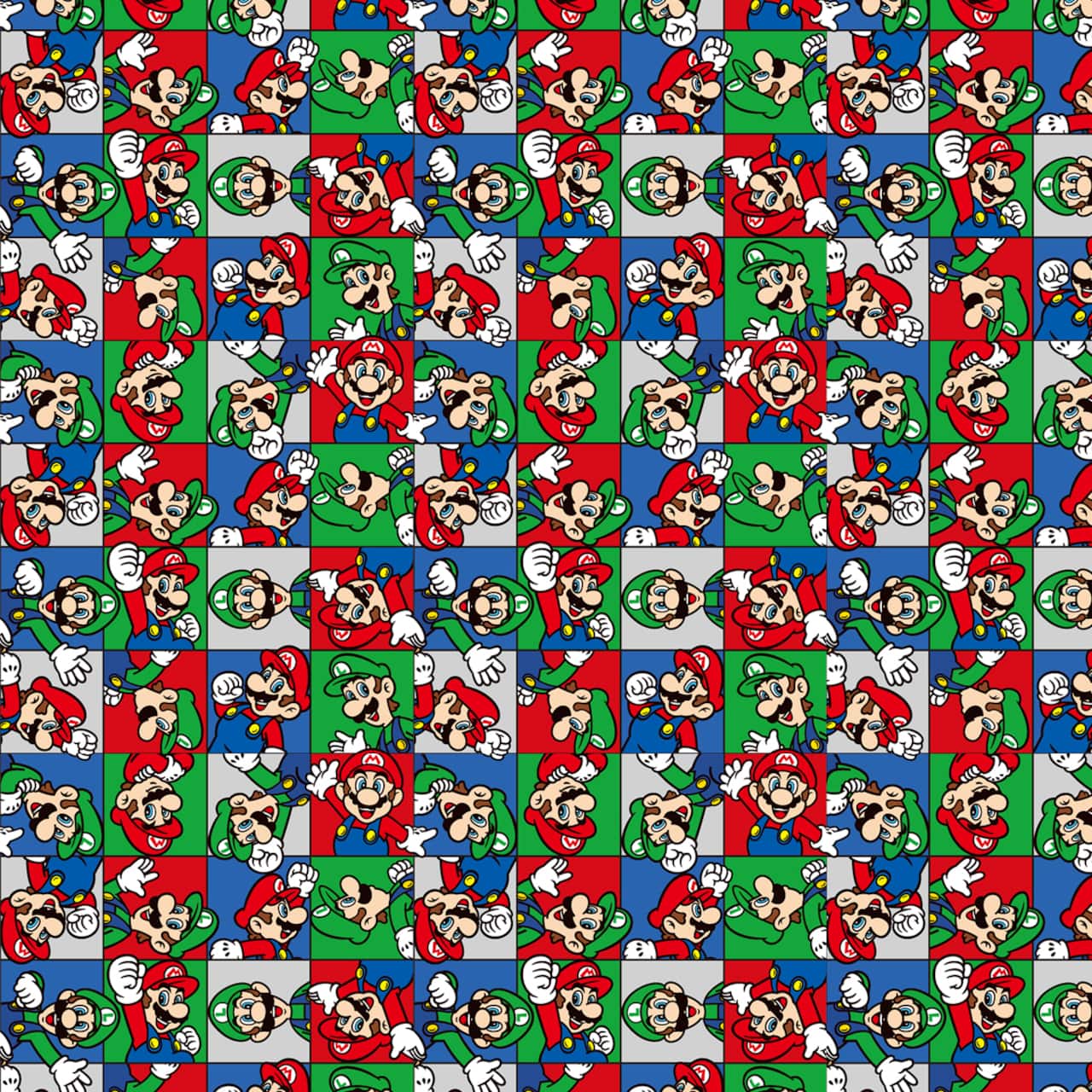 Nintendo&#xAE; Mario Bros.&#x2122; Character Grid Cotton Fabric
